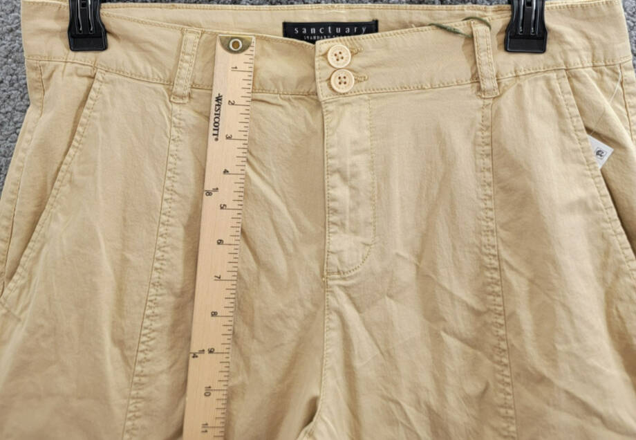 Sanctuary Rebel Cargo Pants Women's 32 True Khaki Tapered Leg Button Zip Closure
