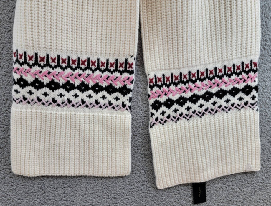 rag & bone Wool Blend Leigh Fair Isle Scarf Women's One Size Ivory~