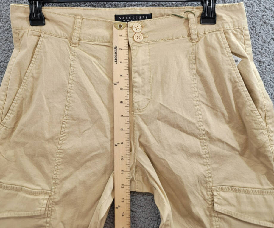 Sanctuary Rebel Cargo Pants Women's 32 True Khaki Tapered Leg Button Zip Closure