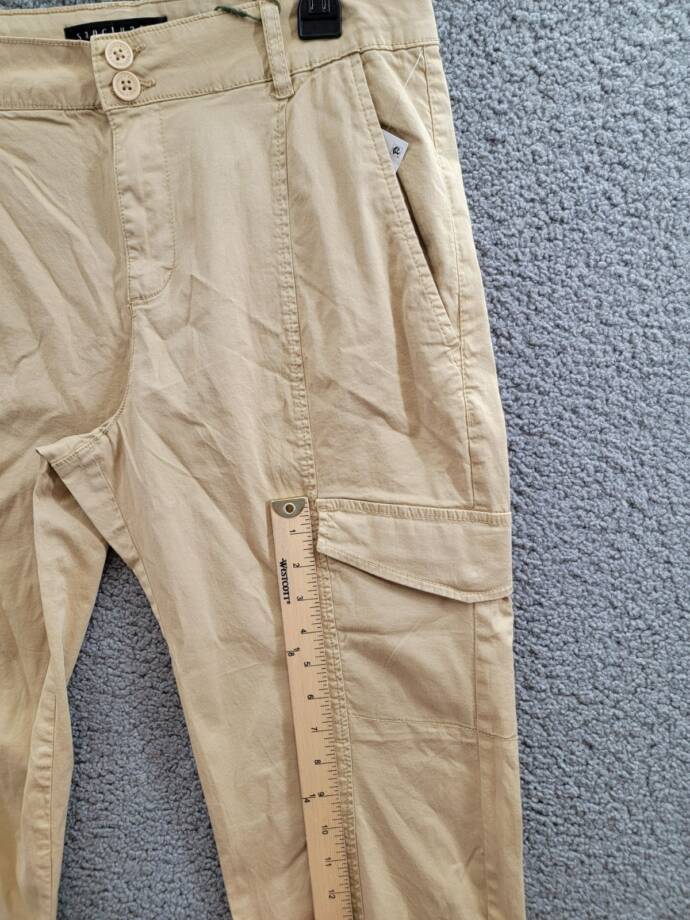 Sanctuary Rebel Cargo Pants Women's 32 True Khaki Tapered Leg Button Zip Closure
