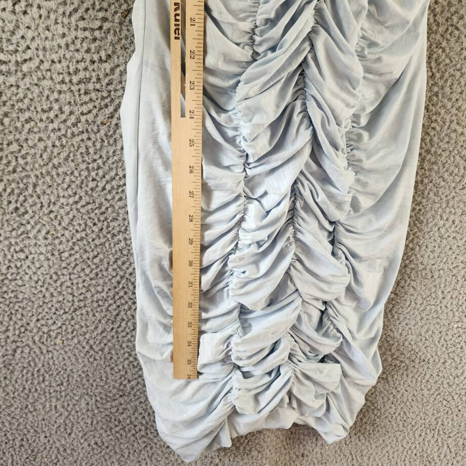 BCBGMAXAZRIA Off-the-Shoulder Cutout Dress Women's S Light Blue Back Zip Closure