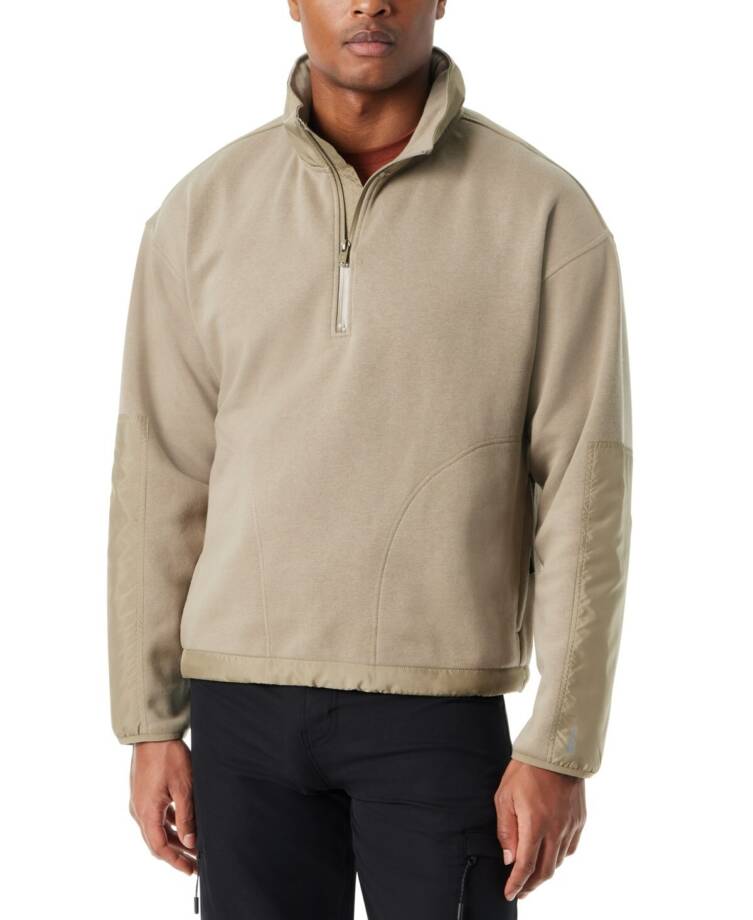 BASS OUTDOOR Regular-Fit Convertible Hood 1/4-Zip Sweatshirt Men's M Overland