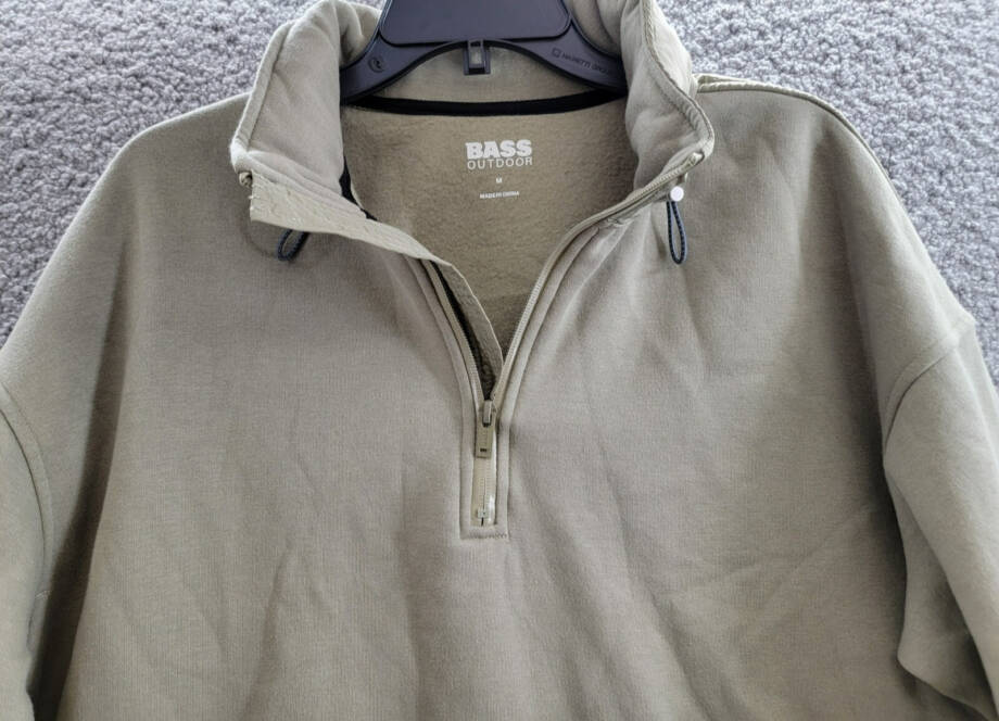 BASS OUTDOOR Regular-Fit Convertible Hood 1/4-Zip Sweatshirt Men's M Overland