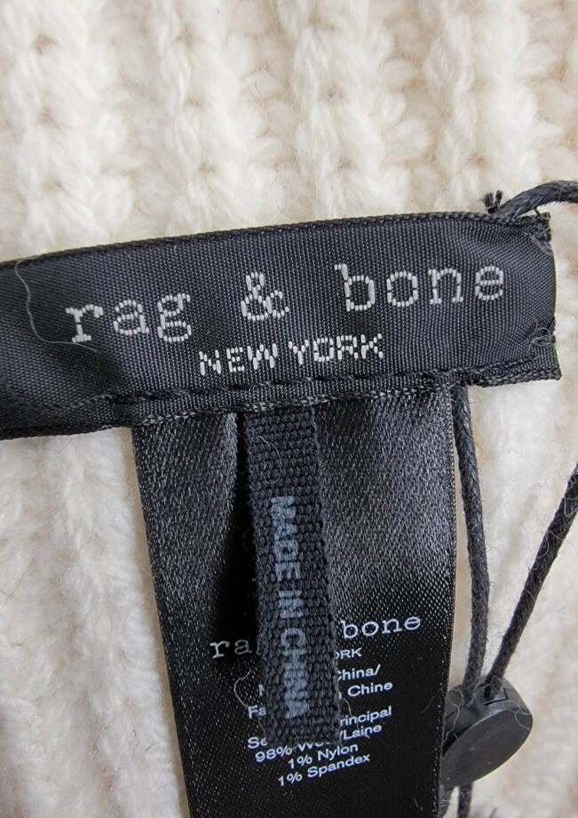 rag & bone Wool Blend Leigh Fair Isle Scarf Women's One Size Ivory~