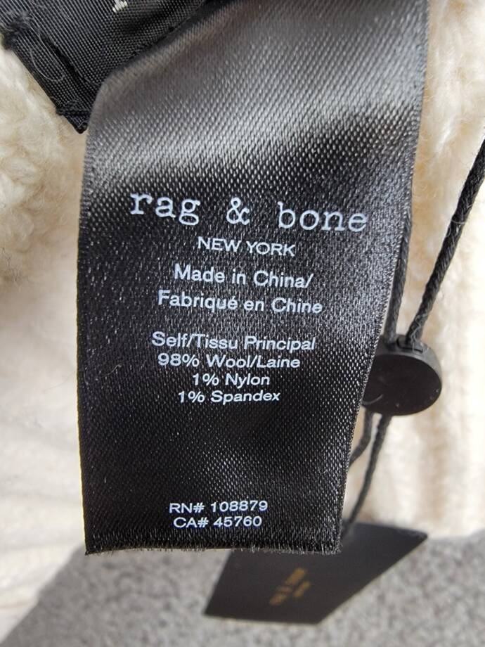 rag & bone Wool Blend Leigh Fair Isle Scarf Women's One Size Ivory~