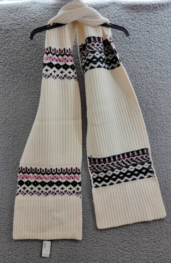 rag & bone Wool Blend Leigh Fair Isle Scarf Women's One Size Ivory~
