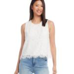 Karen Kane Sleeveless Lace Top Women's Small Cream Back Zip Closure