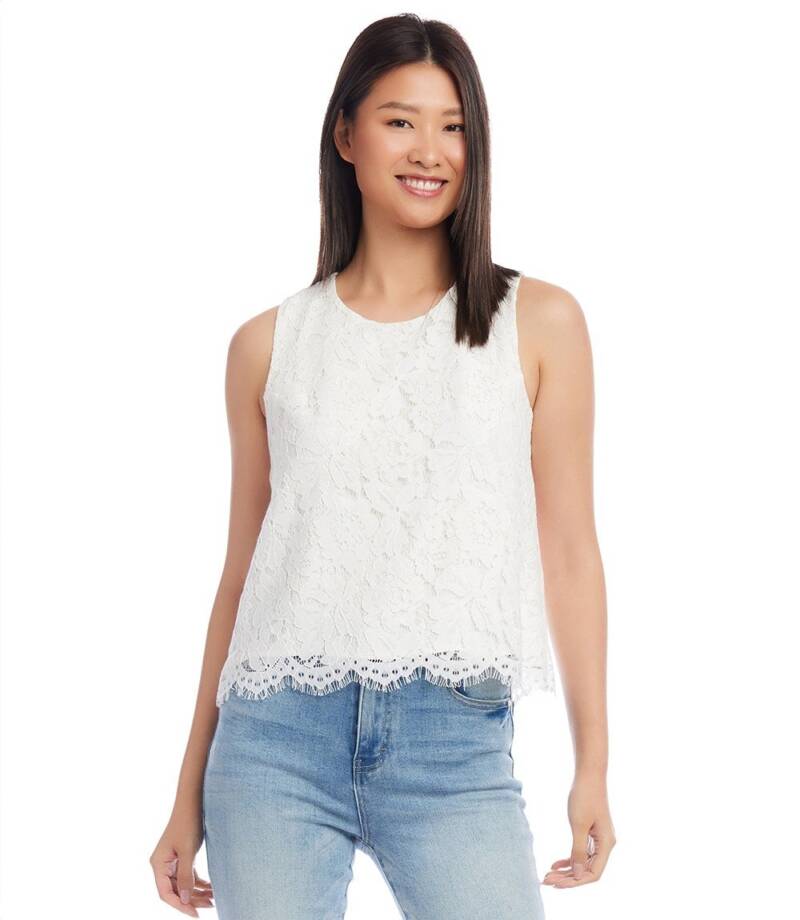 Karen Kane Sleeveless Lace Top Women's Small Cream Back Zip Closure