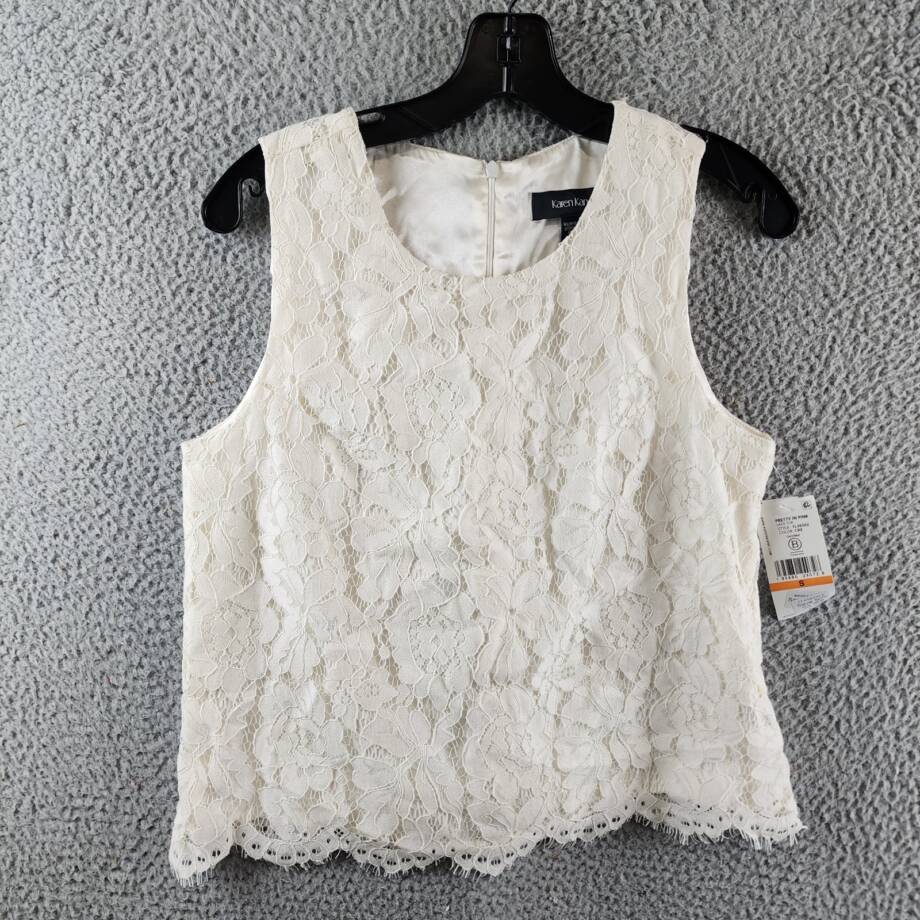 Karen Kane Sleeveless Lace Top Women's Small Cream Back Zip Closure