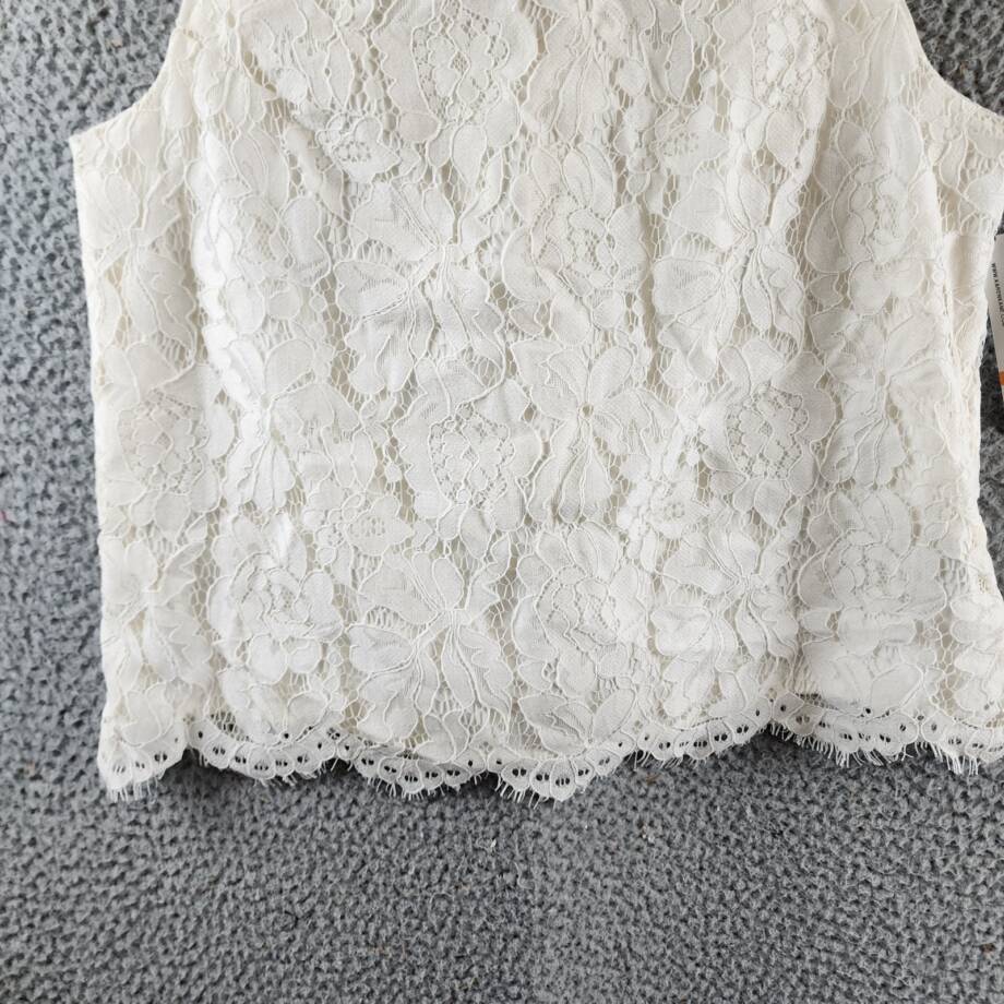 Karen Kane Sleeveless Lace Top Women's Small Cream Back Zip Closure