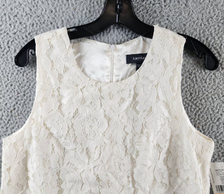 Karen Kane Sleeveless Lace Top Women's Small Cream Back Zip Closure