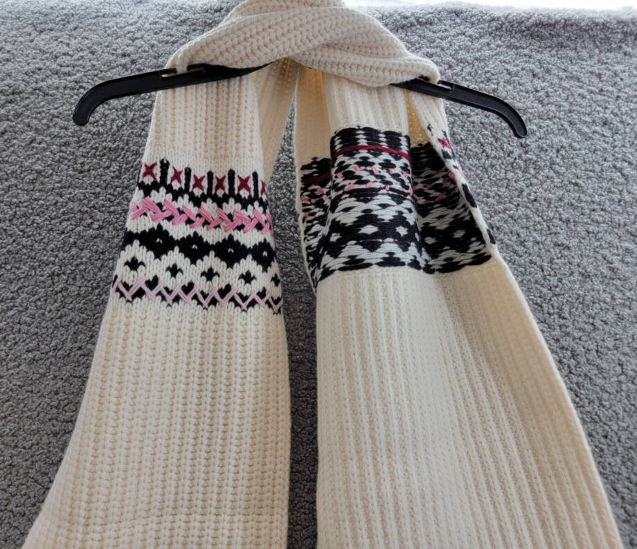 rag & bone Wool Blend Leigh Fair Isle Scarf Women's One Size Ivory~