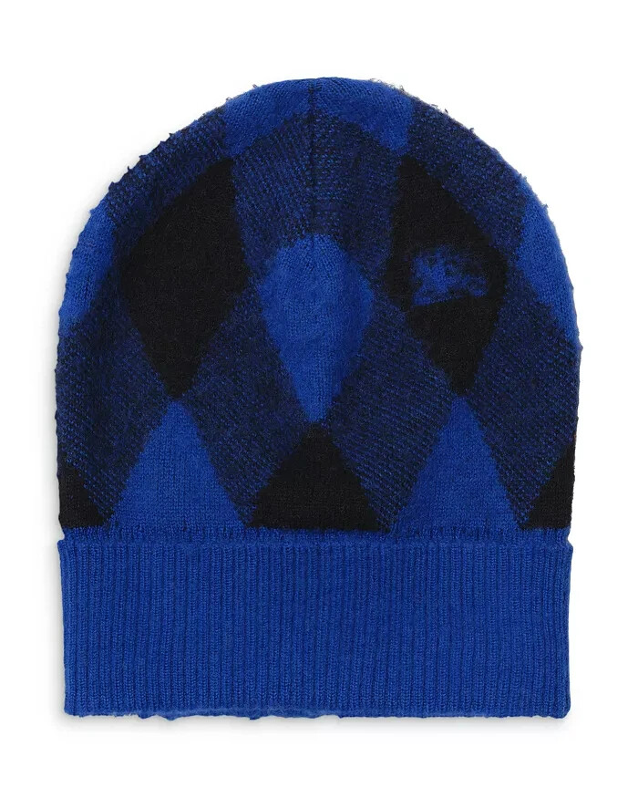 Burberry Argyle Jacquard-Woven Wool Beanie Women's One Size Knight/Black