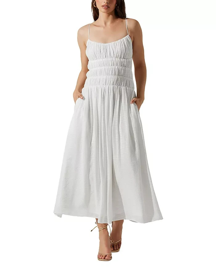 ASTR the Label Andrina Dress Women's M White Scoop Neck Tie Cutout Back Pullover