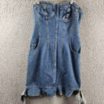 Another Mode Strapless Denim Mini Dress Women's S Blue Sweetheart Neck Back Zip