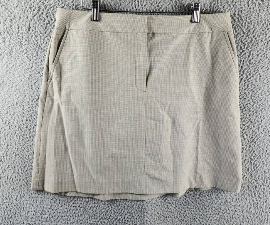 DKNY Zip-Front Slant-Pocket Mini Skirt Women's 14 Light Fatigue/White Hook & Bar