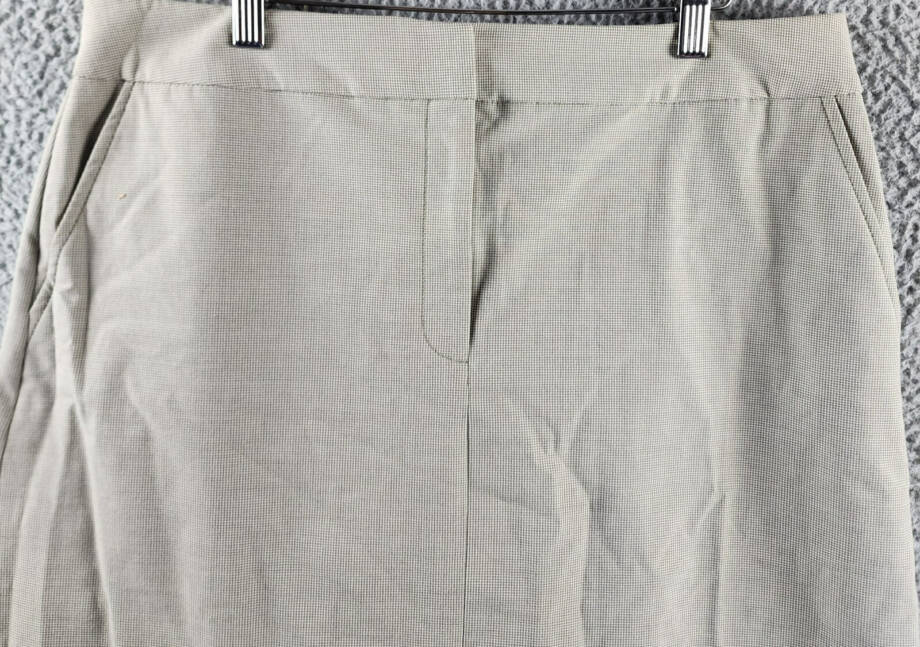 DKNY Zip-Front Slant-Pocket Mini Skirt Women's 14 Light Fatigue/White Hook & Bar