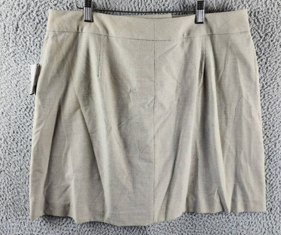 DKNY Zip-Front Slant-Pocket Mini Skirt Women's 14 Light Fatigue/White Hook & Bar