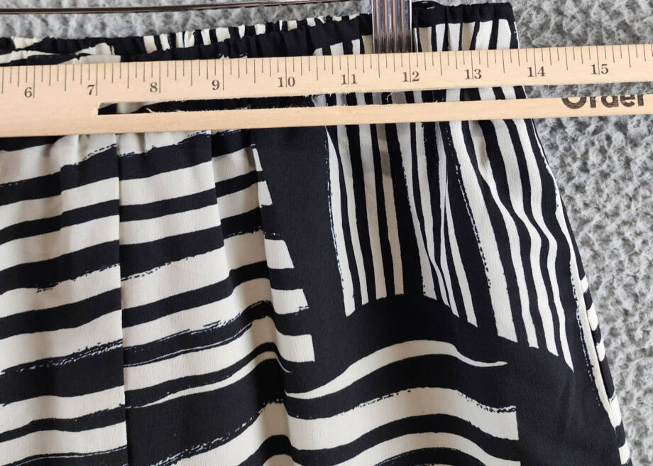 Gracia Mismatch Line Pattern Pajama Pants Women's S Black Elastic Waist Pull On