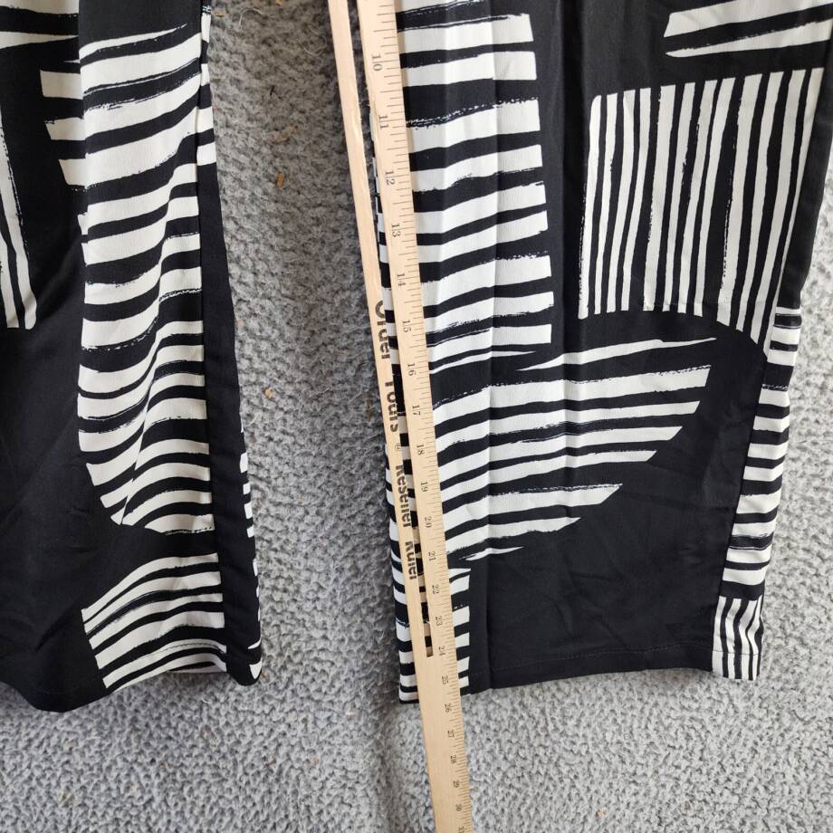 Gracia Mismatch Line Pattern Pajama Pants Women's S Black Elastic Waist Pull On