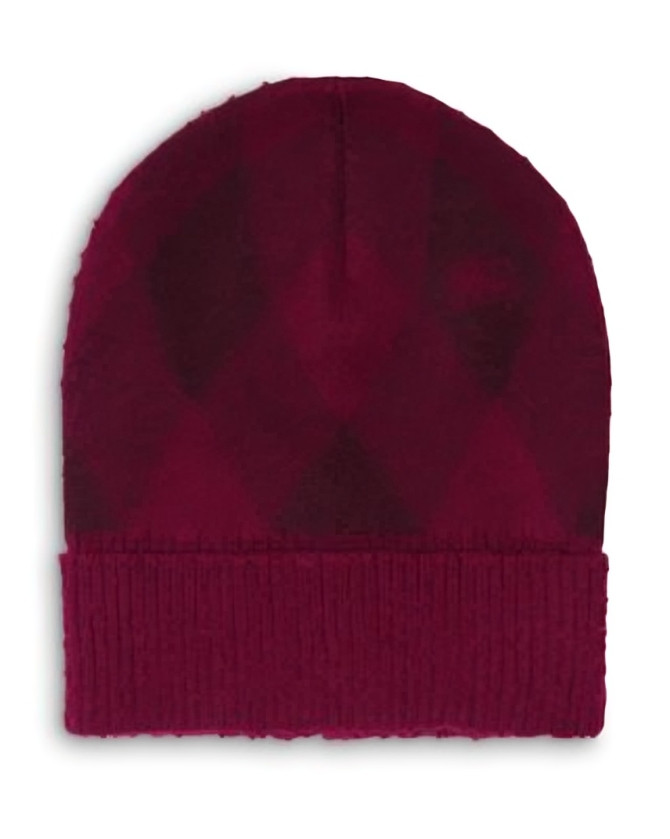 Burberry Argyle Jacquard-Woven Wool Beanie Women's Ripple Plum