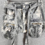 Madonna & Co. Tie Dye Belted Mini Skirt Women's S Gray Multi Pockets Zip/Button