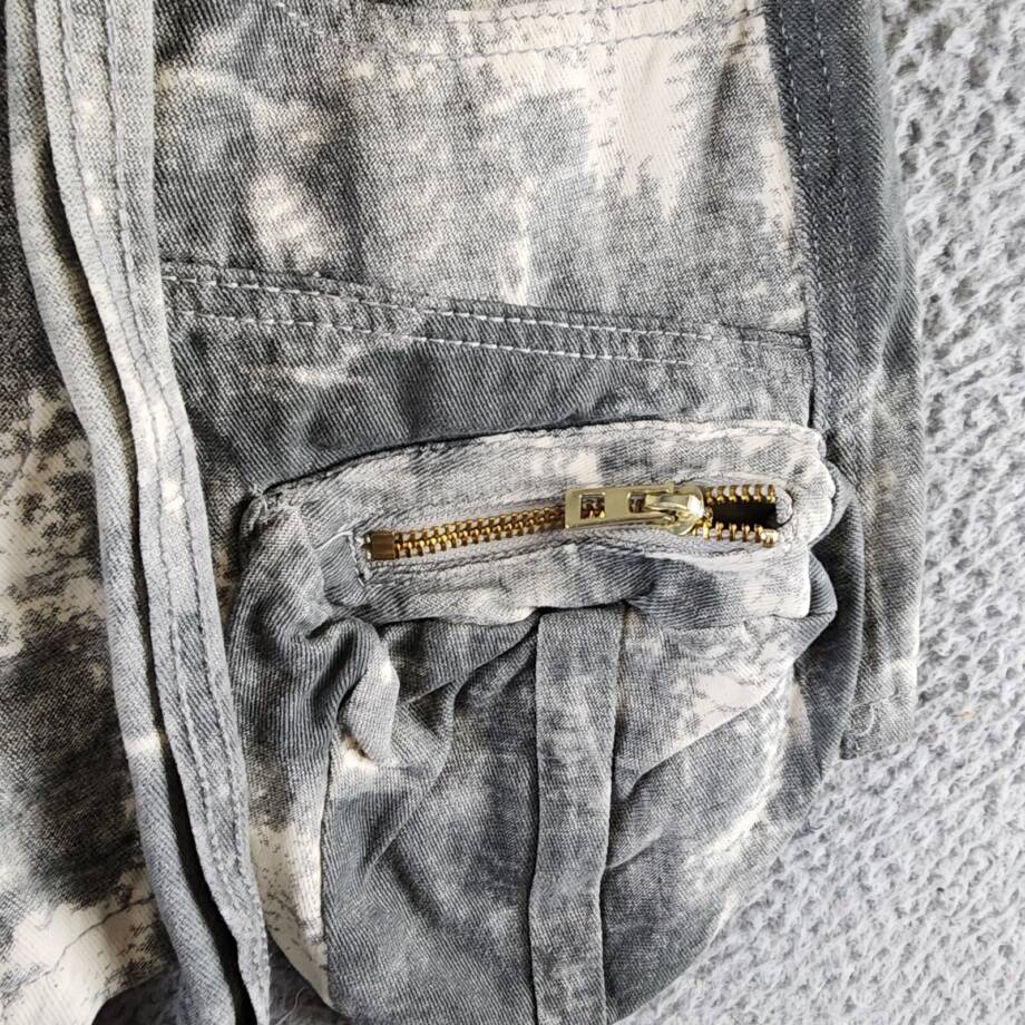 Madonna & Co. Tie Dye Belted Mini Skirt Women's S Gray Multi Pockets Zip/Button