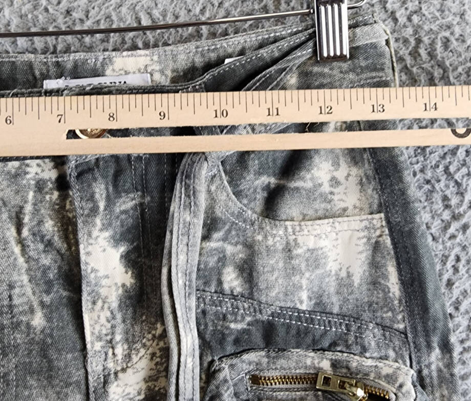 Madonna & Co. Tie Dye Belted Mini Skirt Women's S Gray Multi Pockets Zip/Button