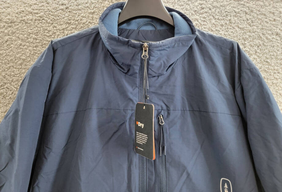 Bass Outdoor Full Zip Bomber Jacket Men's L Dress Blue Stand Collar Long Sleeve