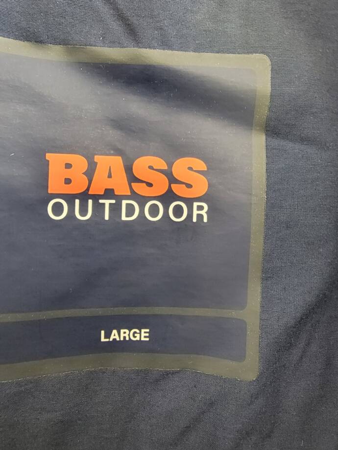 Bass Outdoor Full Zip Bomber Jacket Men's L Dress Blue Stand Collar Long Sleeve