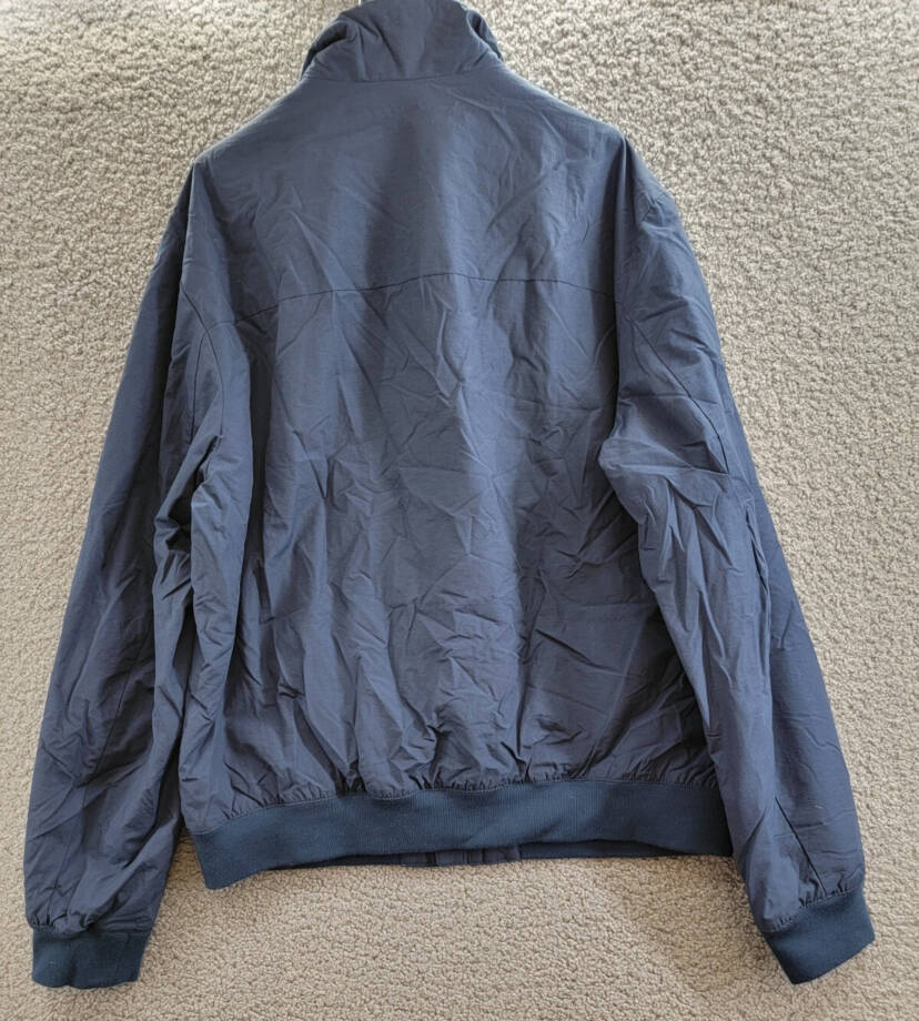 Bass Outdoor Full Zip Bomber Jacket Men's L Dress Blue Stand Collar Long Sleeve
