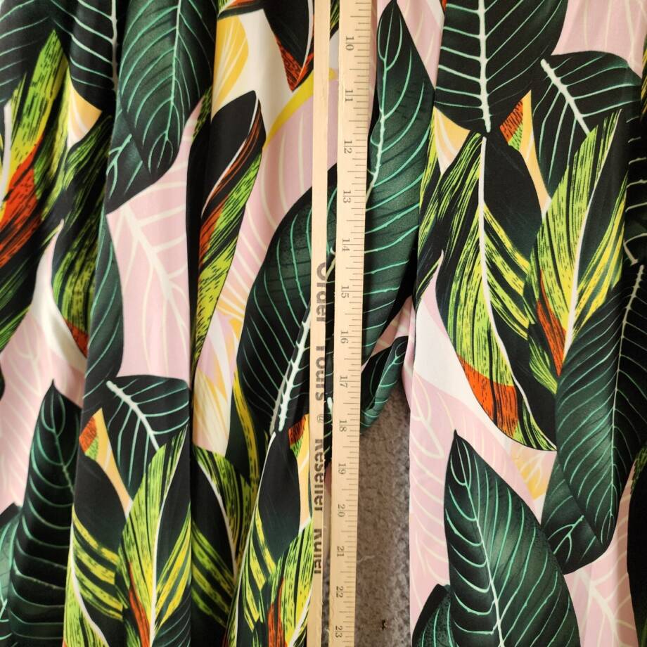Gracia Printed Tie Waist Pleated Wide Leg Palazzo Pants Women's L Green Multi