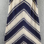 Sadie & Sage Fringe Hem Midi Skirt Women's M/L Blue/White Elasticized Waistband