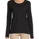 ATM Anthony Thomas Melillo Long Sleeve T-Shirt Women's L Black Solid Crew Neck