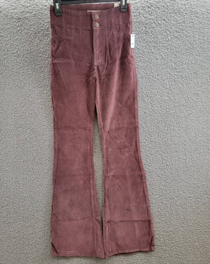 Free People Jayde Cord Flare Jeans Women's 25 Chocolate Truffle Solid High Rise