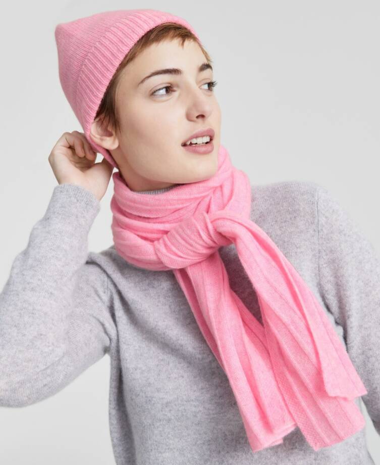 Charter Club Ribbed 100% Cashmere Scarf Women's One Size Bubblegum Heather