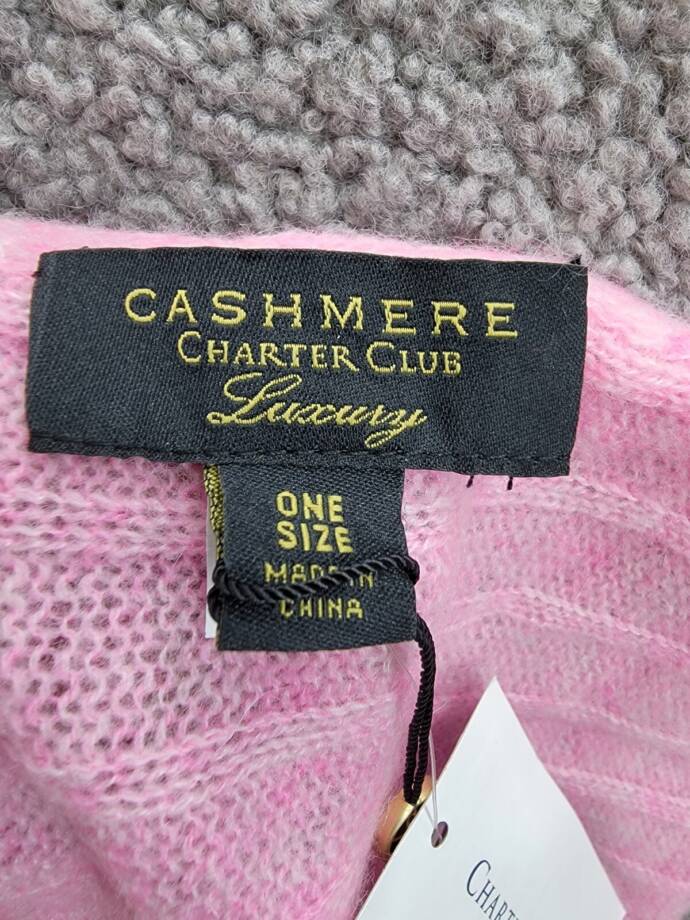 Charter Club Ribbed 100% Cashmere Scarf Women's One Size Bubblegum Heather