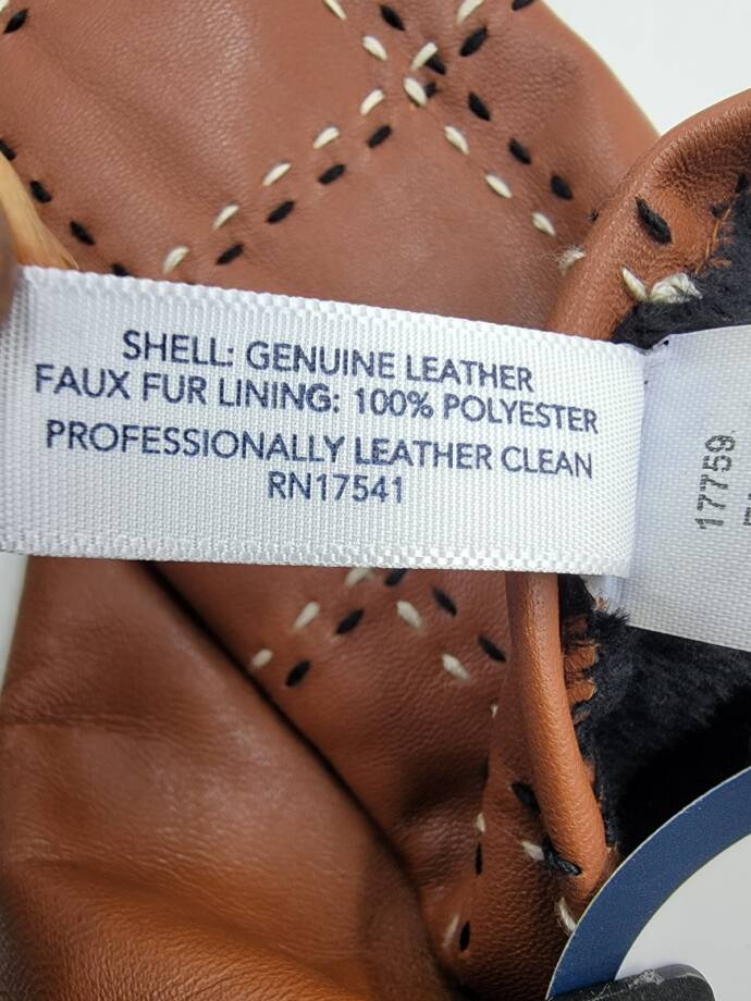 Charter Club Plaid Topstitch Leather Gloves Women's XS Saddle Slip On