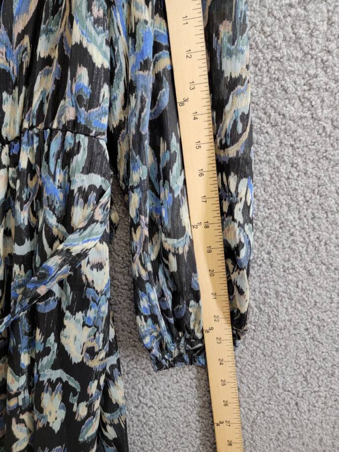 MSK Plus Size Printed Chiffon Faux-Wrap Maxi Dress Women's 2X Rich Black L/S