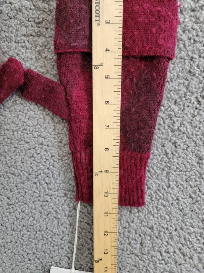 Burberry Wool Check Ribbed Fingerless Gloves Women's S/M Ripple & Plum