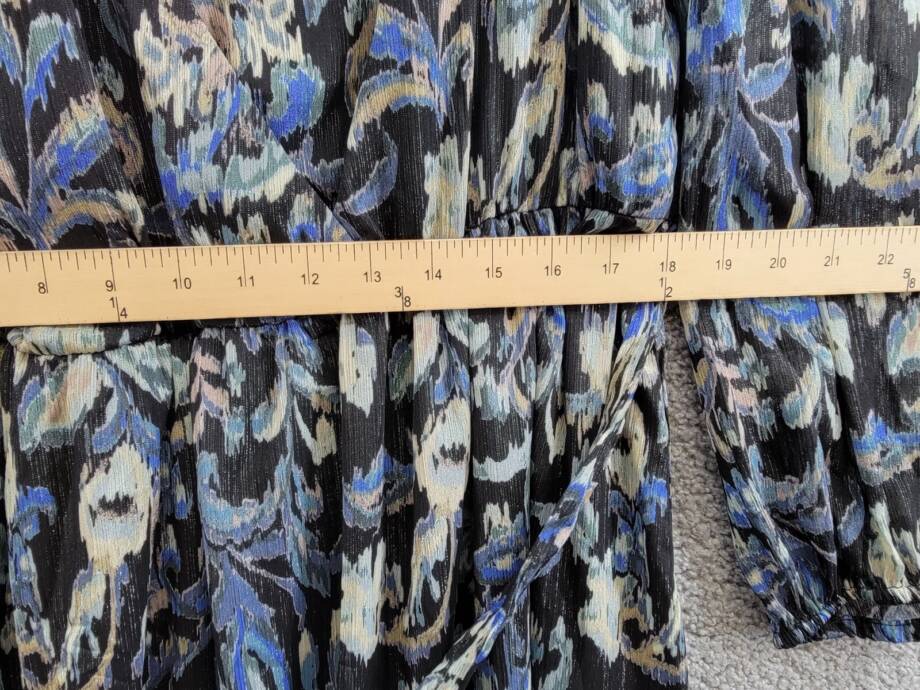 MSK Plus Size Printed Chiffon Faux-Wrap Maxi Dress Women's 2X Rich Black L/S