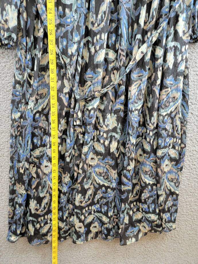 MSK Plus Size Printed Chiffon Faux-Wrap Maxi Dress Women's 2X Rich Black L/S