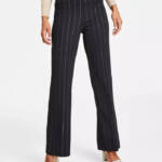 Anne Klein Pinstriped Compression Pull-On Wide-Leg Pants Womens XXL Black/Silver
