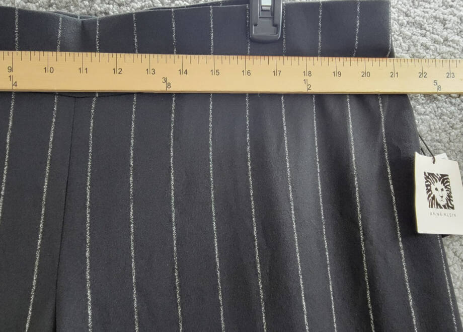 Anne Klein Pinstriped Compression Pull-On Wide-Leg Pants Womens XXL Black/Silver