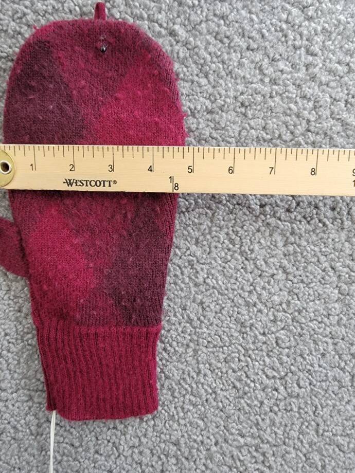 Burberry Wool Check Ribbed Fingerless Gloves Women's S/M Ripple & Plum