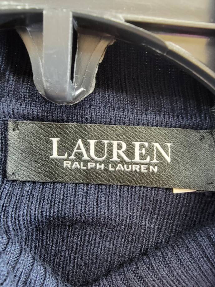 Lauren Ralph Lauren Petite Ribbed Turtleneck Sweater Womens PXS Navy Long Sleeve