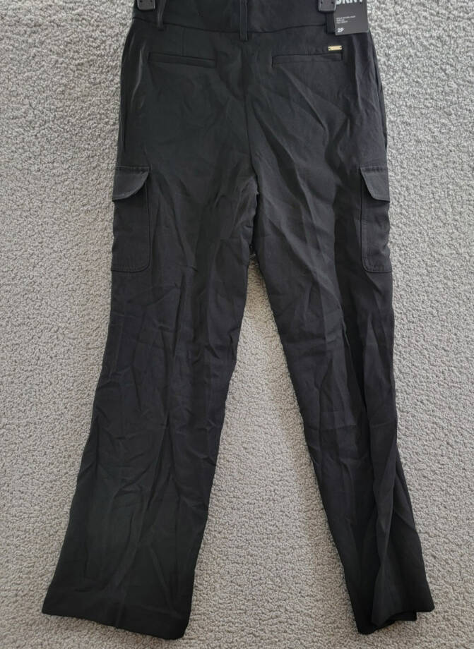 DKNY Petite Mid-Rise Straight-Leg Cargo Pants Women's 2P Black Zip Hook & Bar