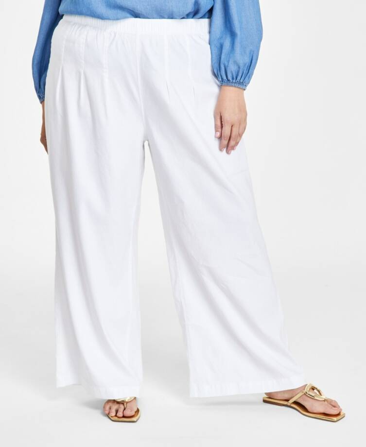 I.N.C. International Concepts Plus Size Linen-Blend Wide-Leg Pants Women's 26W
