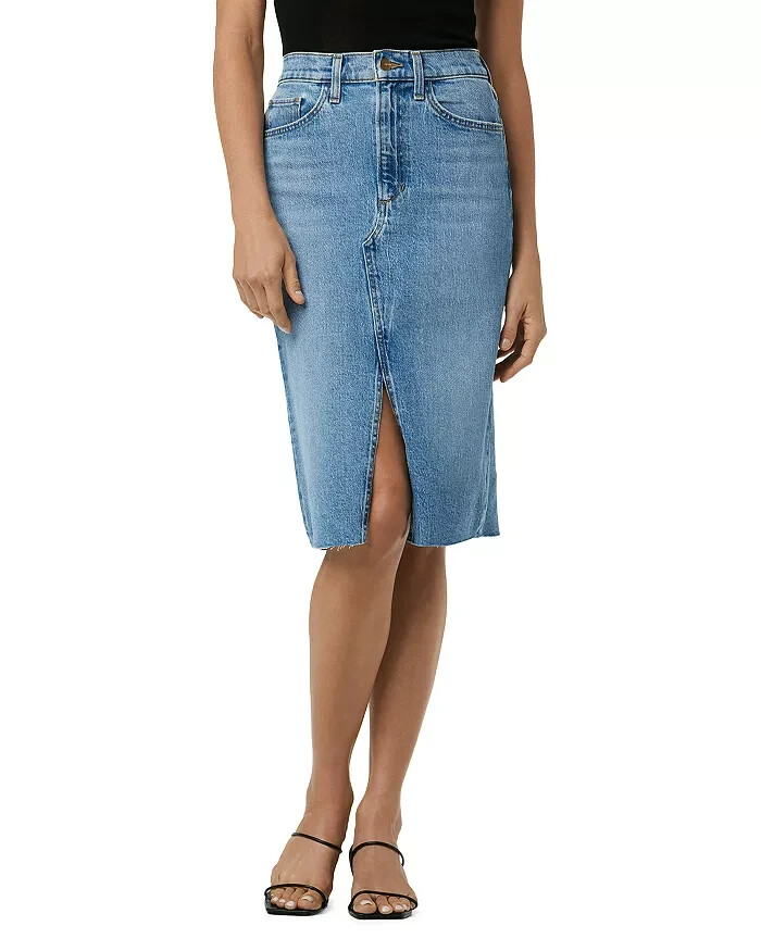 Joe's Jeans The Joplin Denim Skirt Women's 24 Bad Habit Faded Button Zip Closure