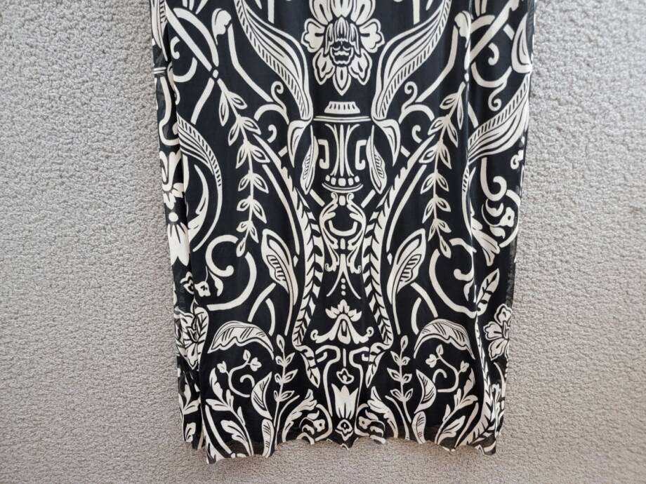 Vince Camuto High-Neck Mesh-Overlay Dress Women's XS Black/White Sleeveless